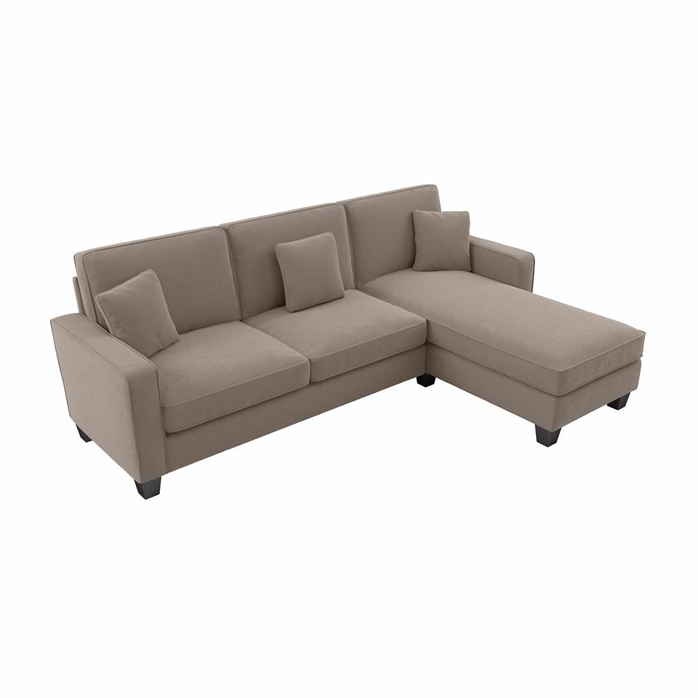 Bush Furniture Stockton 102W Sectional Couch with Reversible Chaise Lounge in Tan Microsuede Fabric. The main picture.