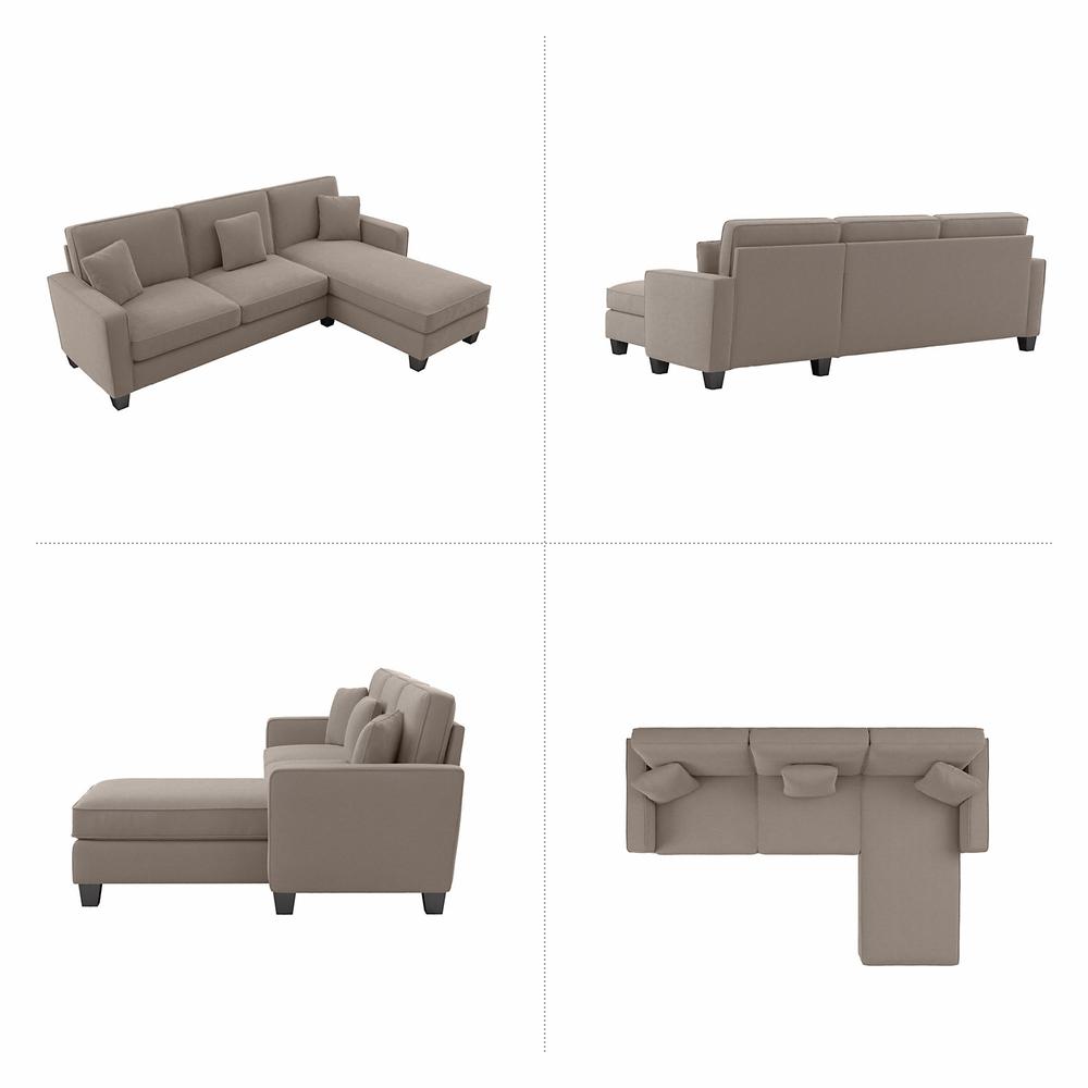 Bush Furniture Stockton 102W Sectional Couch with Reversible Chaise Lounge in Tan Microsuede Fabric. Picture 4