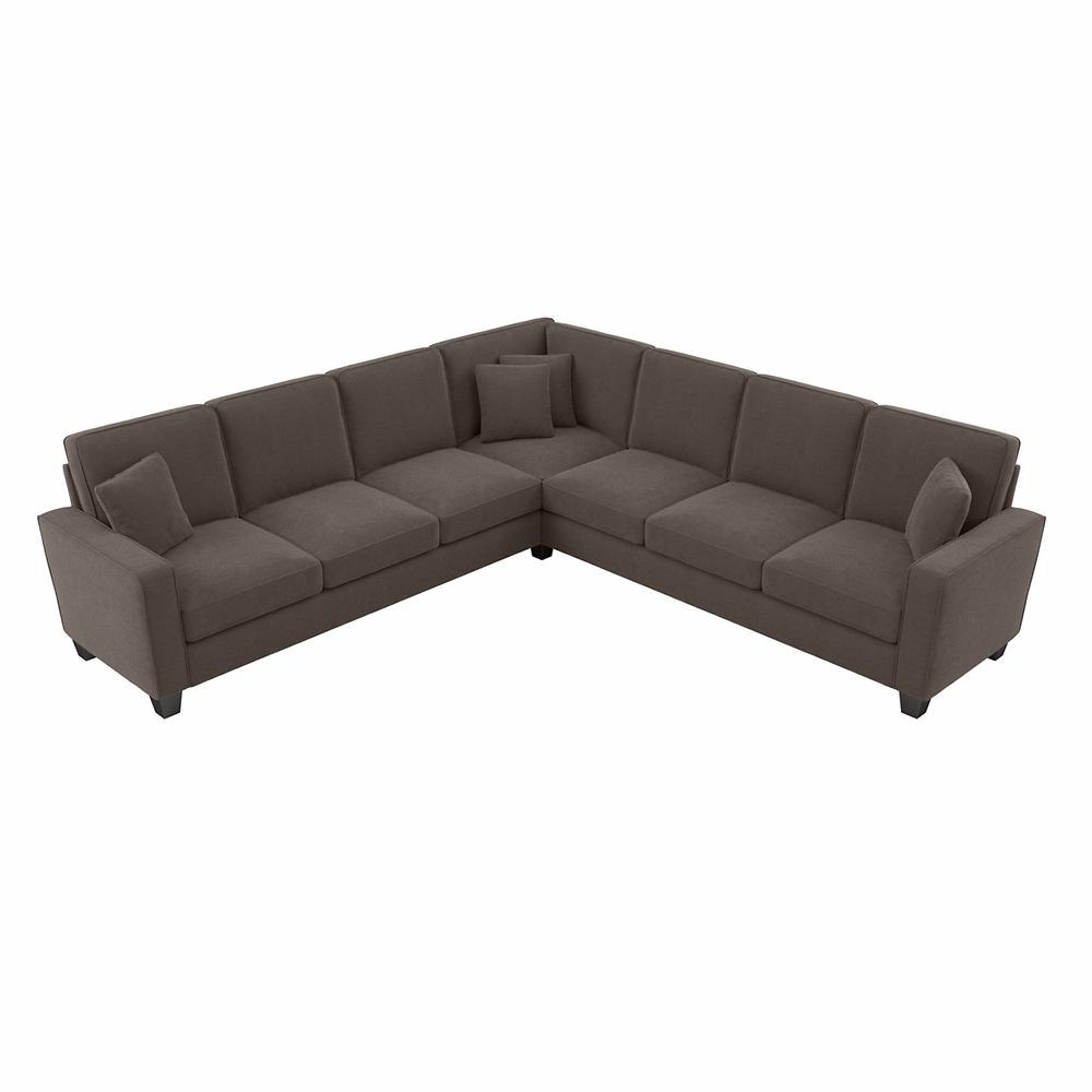 Bush Furniture Stockton 111W L Shaped Sectional Couch in Chocolate Brown Microsuede Fabric. Picture 1