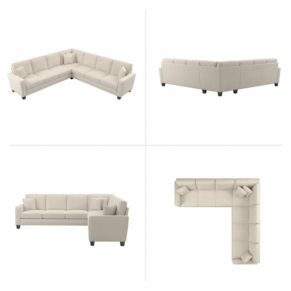 Bush Furniture Stockton 111W L Shaped Sectional Couch - Cream Herringbone Fabric. Picture 3