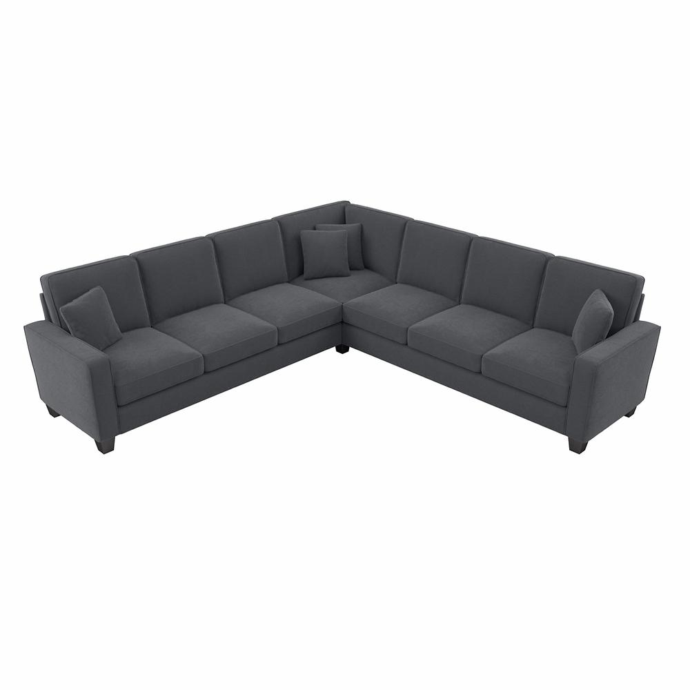 Bush Furniture Stockton 111W L Shaped Sectional Couch in Dark Gray Microsuede Fabric. The main picture.