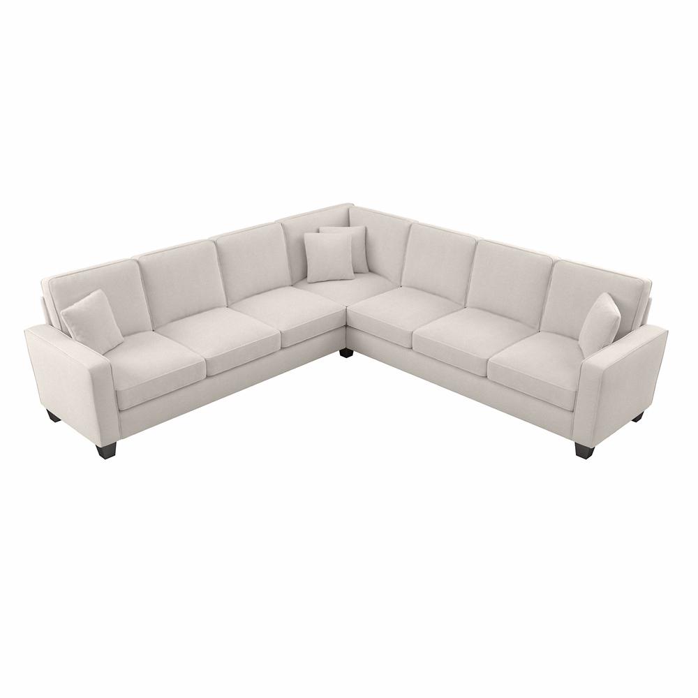 Bush Furniture Stockton 111W L Shaped Sectional Couch in Light Beige Microsuede Fabric. The main picture.