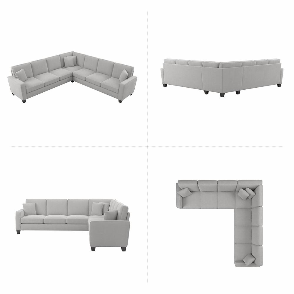 Bush Furniture Stockton 111W L Shaped Sectional Couch in Light Gray Microsuede Fabric. Picture 6
