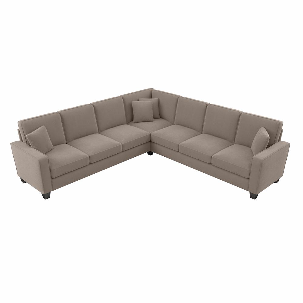 Bush Furniture Stockton 111W L Shaped Sectional Couch in Tan Microsuede Fabric. The main picture.