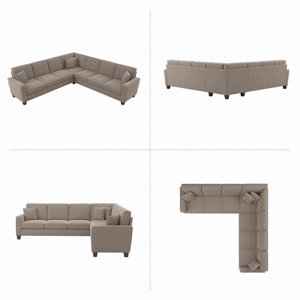 Bush Furniture Stockton 111W L Shaped Sectional Couch in Tan Microsuede Fabric. Picture 2