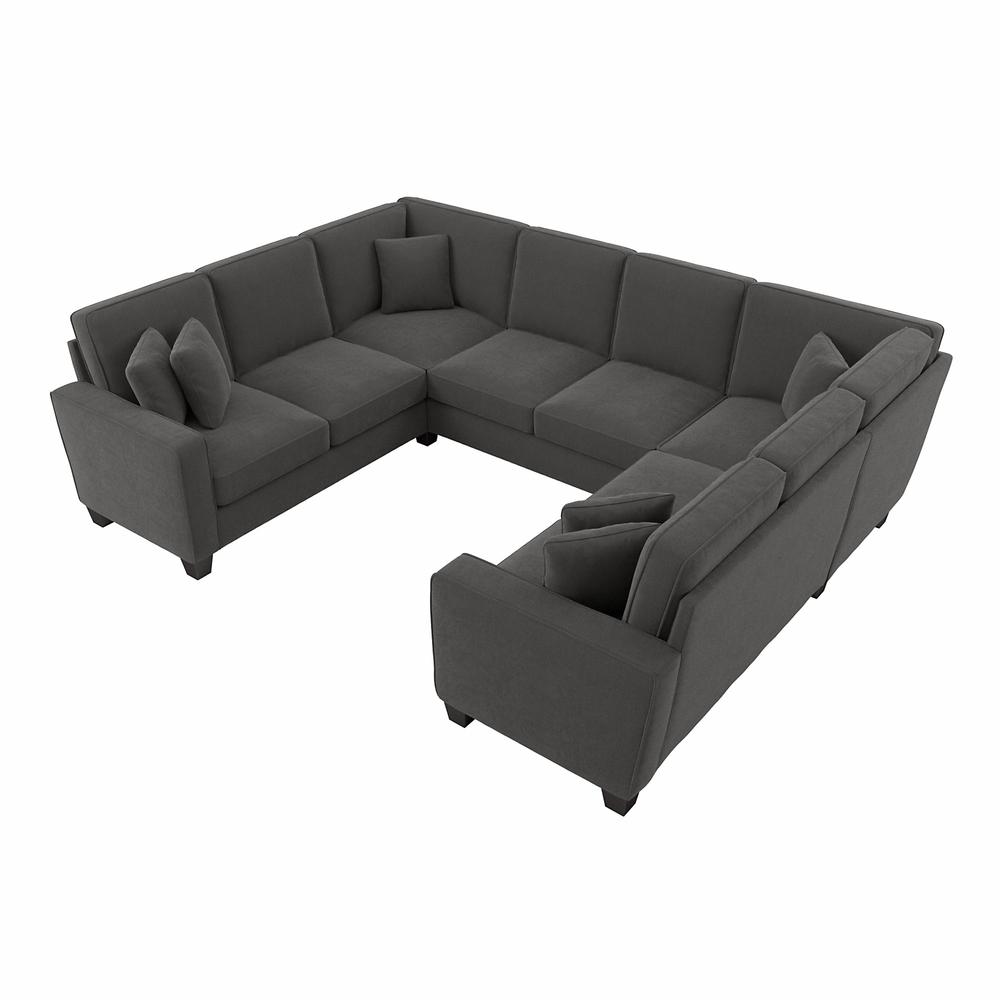 Bush Furniture Stockton 113W U Shaped Sectional Couch - Charcoal Gray Herringbone. Picture 1