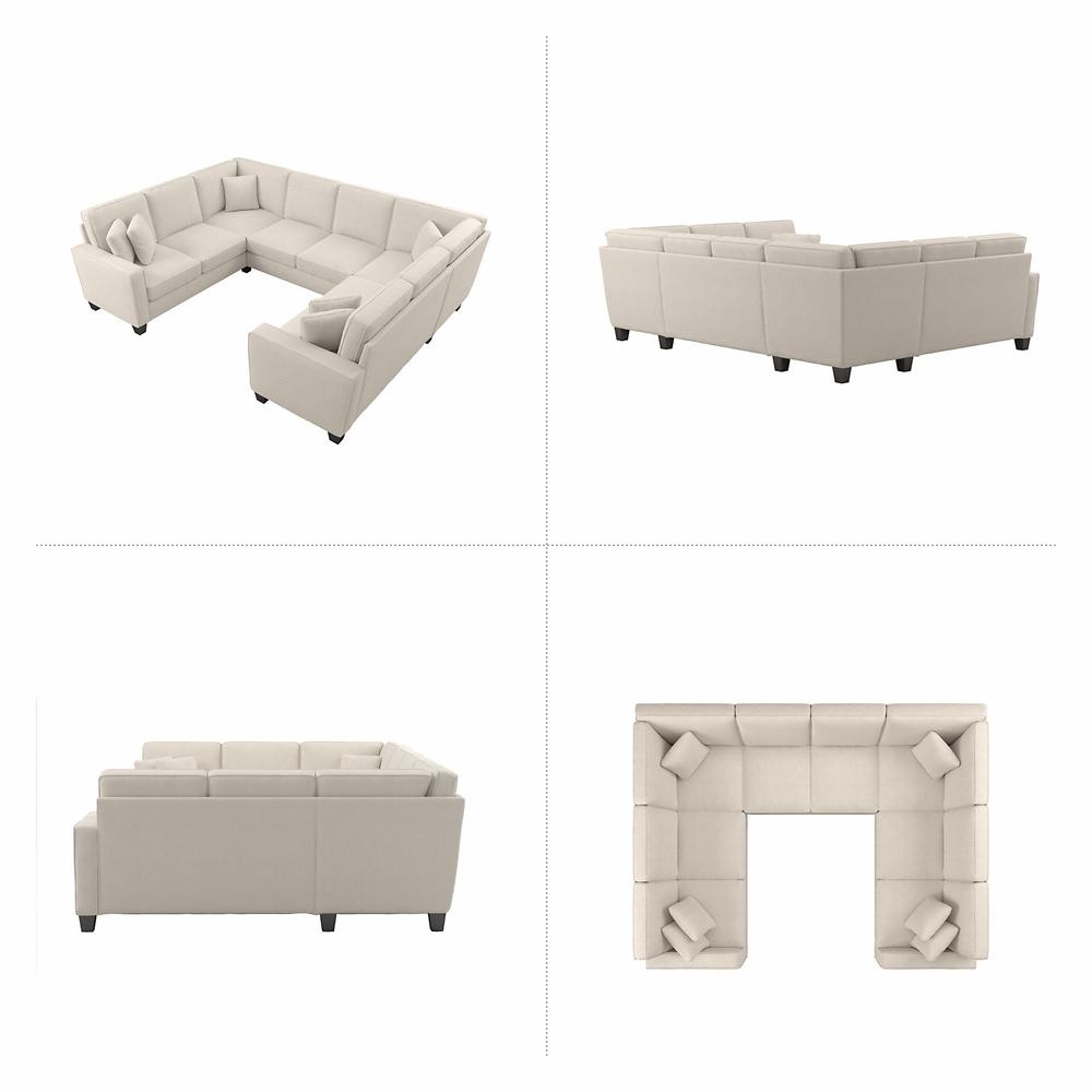 Bush Furniture Stockton 113W U Shaped Sectional Couch - Cream Herringbone Fabric. Picture 4