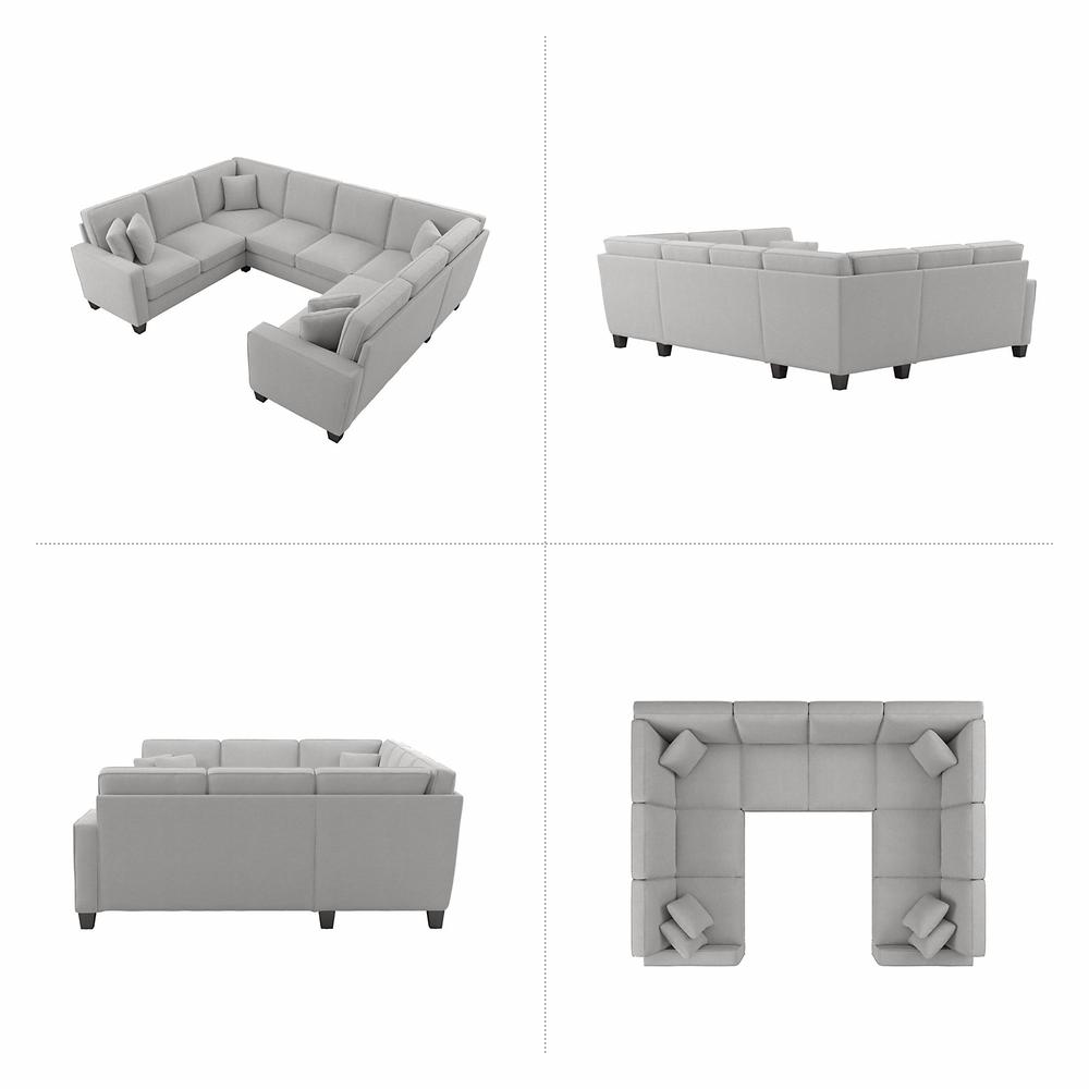 Bush Furniture Stockton 113W U Shaped Sectional Couch in Light Gray Microsuede Fabric. Picture 5