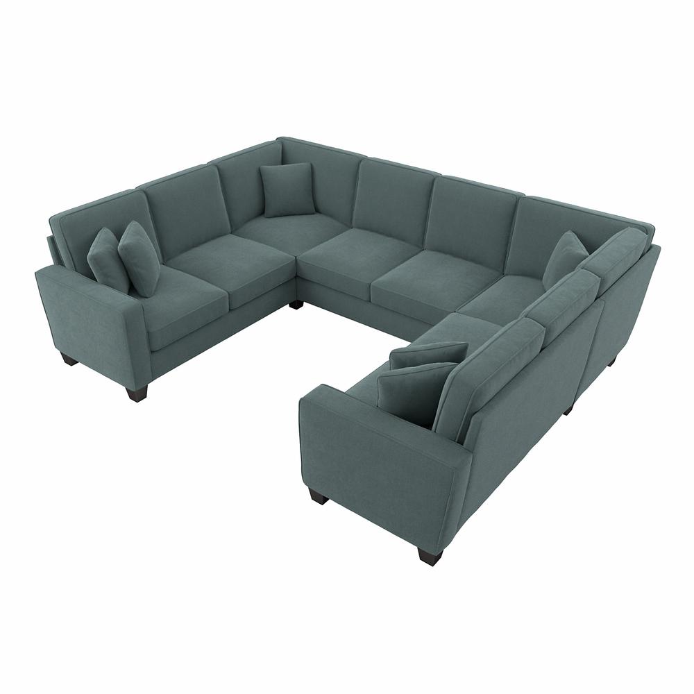 Bush Furniture Stockton 113W U Shaped Sectional Couch - Turkish Blue Herringbone Fabric. The main picture.
