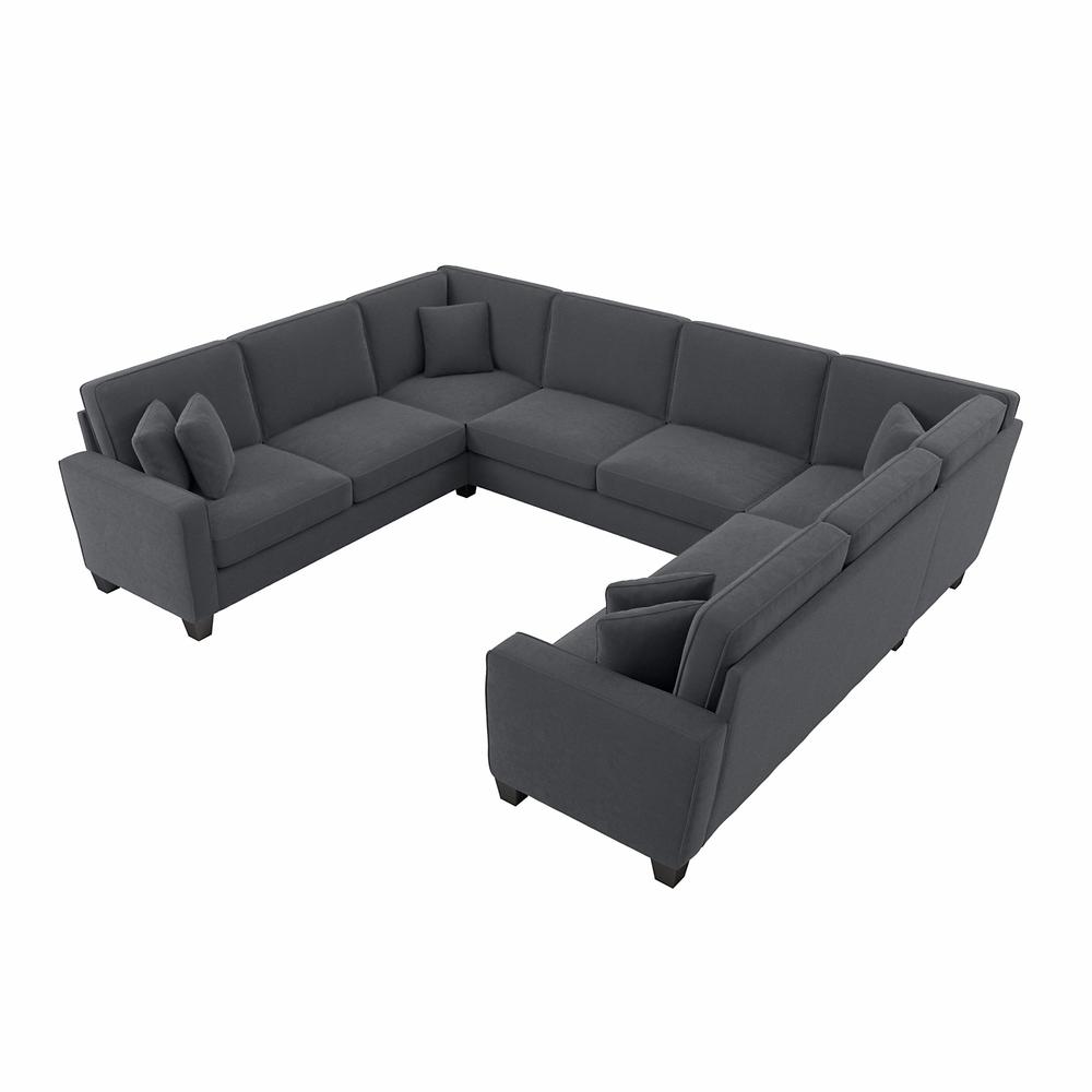 Bush Furniture Stockton 125W U Shaped Sectional Couch in Dark Gray Microsuede Fabric. Picture 1