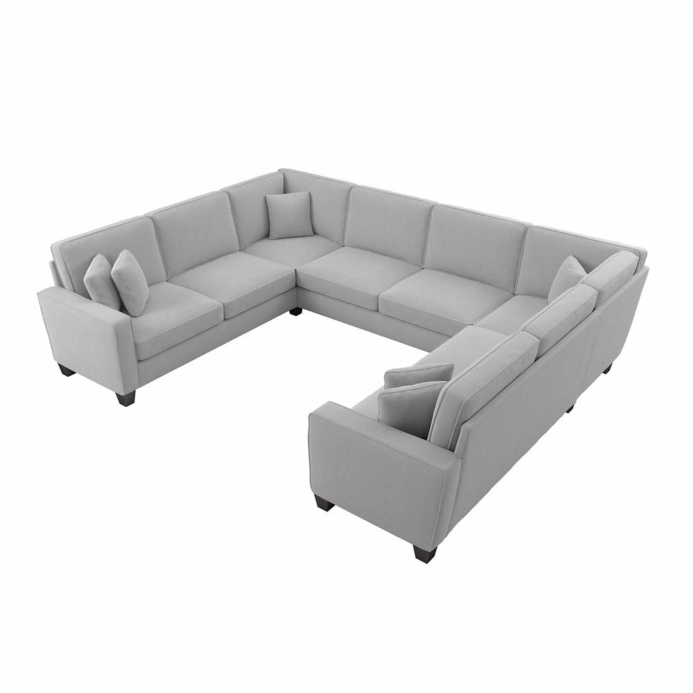 Bush Furniture Stockton 125W U Shaped Sectional Couch in Light Gray Microsuede Fabric. Picture 1