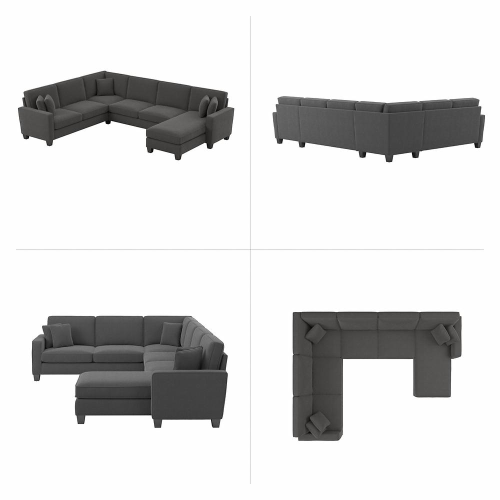 Bush Furniture Stockton 128W U Shaped Sectional Couch with Reversible Chaise Lounge - Charcoal Gray Herringbone. Picture 3