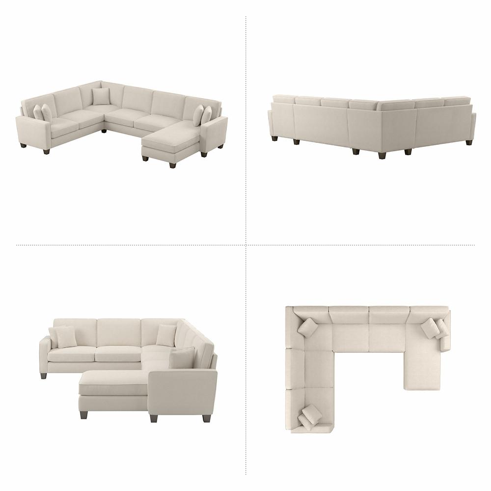 Bush Furniture Stockton 128W U Shaped Sectional Couch with Reversible Chaise Lounge - Cream Herringbone Fabric. Picture 3