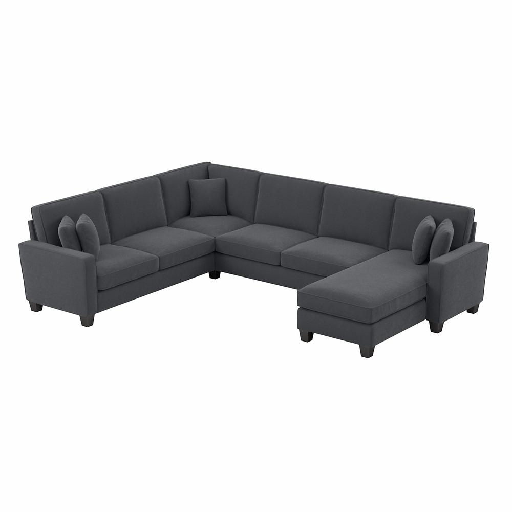 Bush Furniture Stockton 128W U Shaped Sectional Couch with Reversible Chaise Lounge in Dark Gray Microsuede Fabric. The main picture.