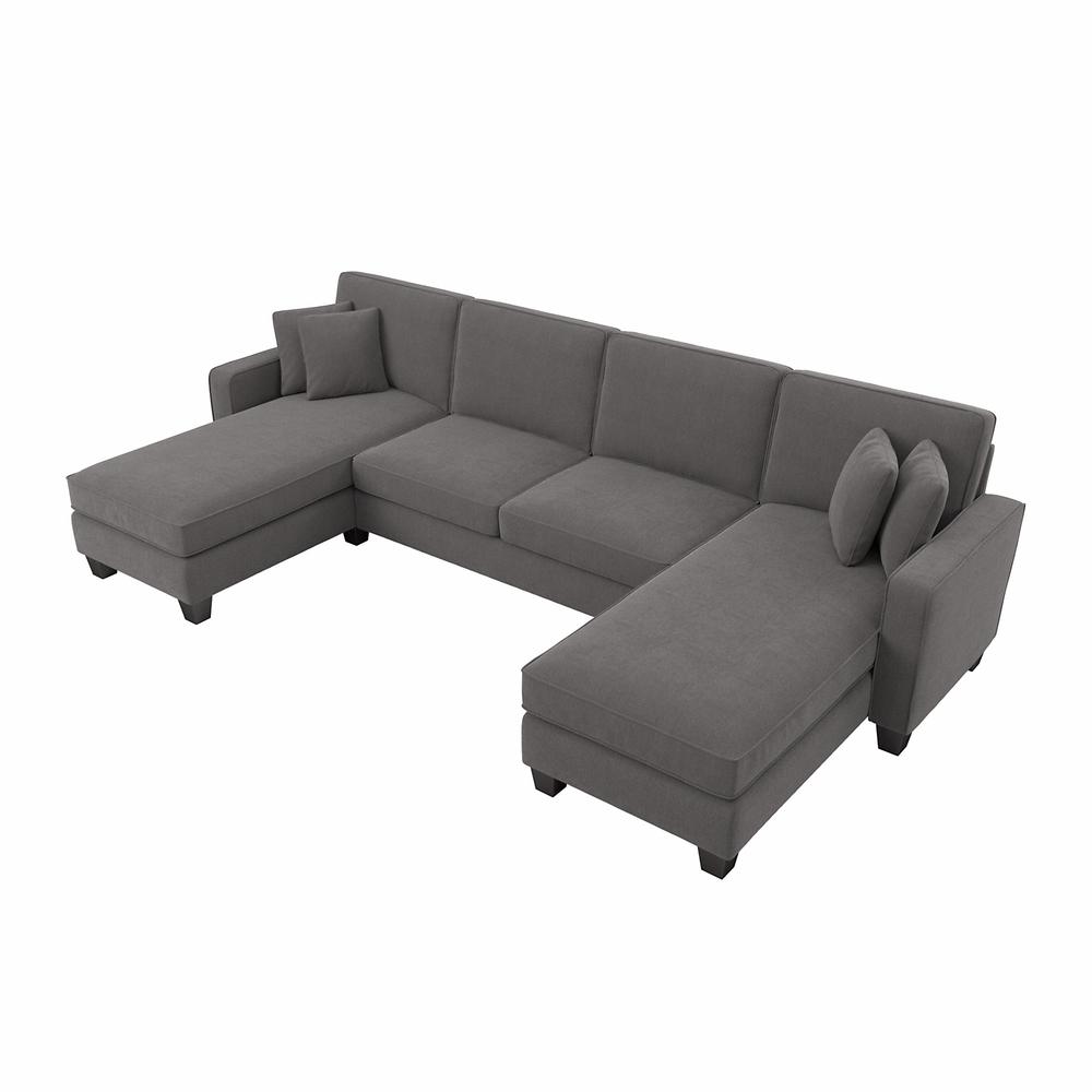 Bush Furniture Stockton 131W Sectional Couch with Double Chaise Lounge - French Gray Herringbone Fabric. The main picture.