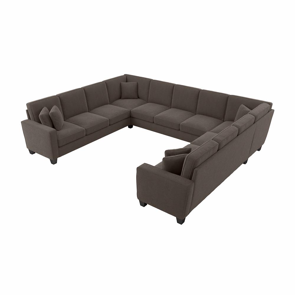 Bush Furniture Stockton 137W U Shaped Sectional Couch in Chocolate Brown Microsuede Fabric. Picture 1