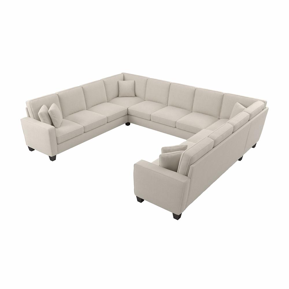 Bush Furniture Stockton 137W U Shaped Sectional Couch - Cream Herringbone Fabric. The main picture.