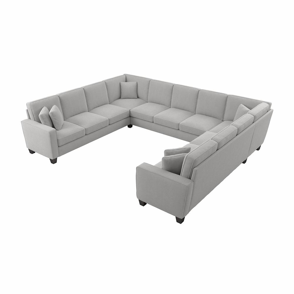 Bush Furniture Stockton 137W U Shaped Sectional Couch in Light Gray Microsuede Fabric. Picture 1