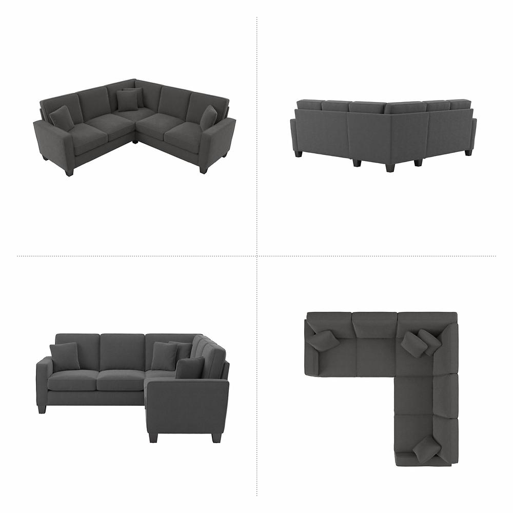 Bush Furniture Stockton 87W L Shaped Sectional Couch - Charcoal Gray Herringbone. Picture 2