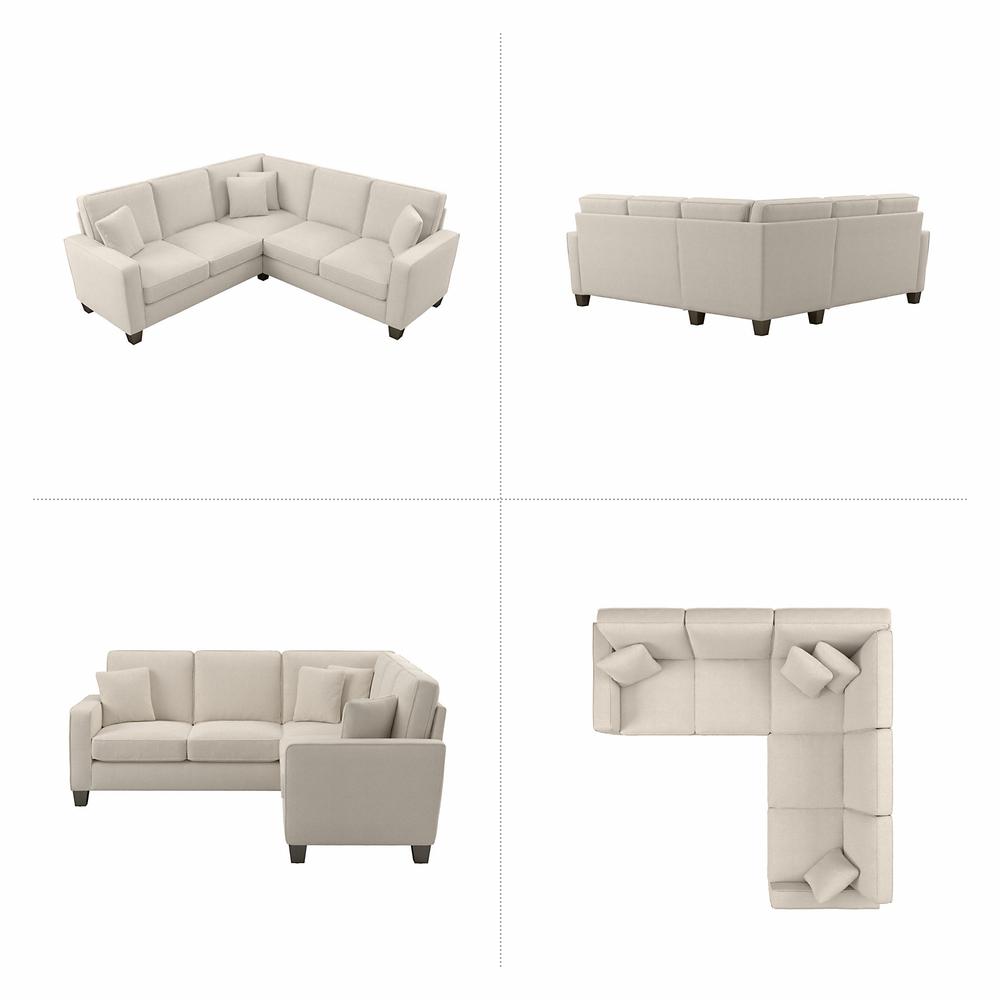 Bush Furniture Stockton 87W L Shaped Sectional Couch - Cream Herringbone Fabric. Picture 2