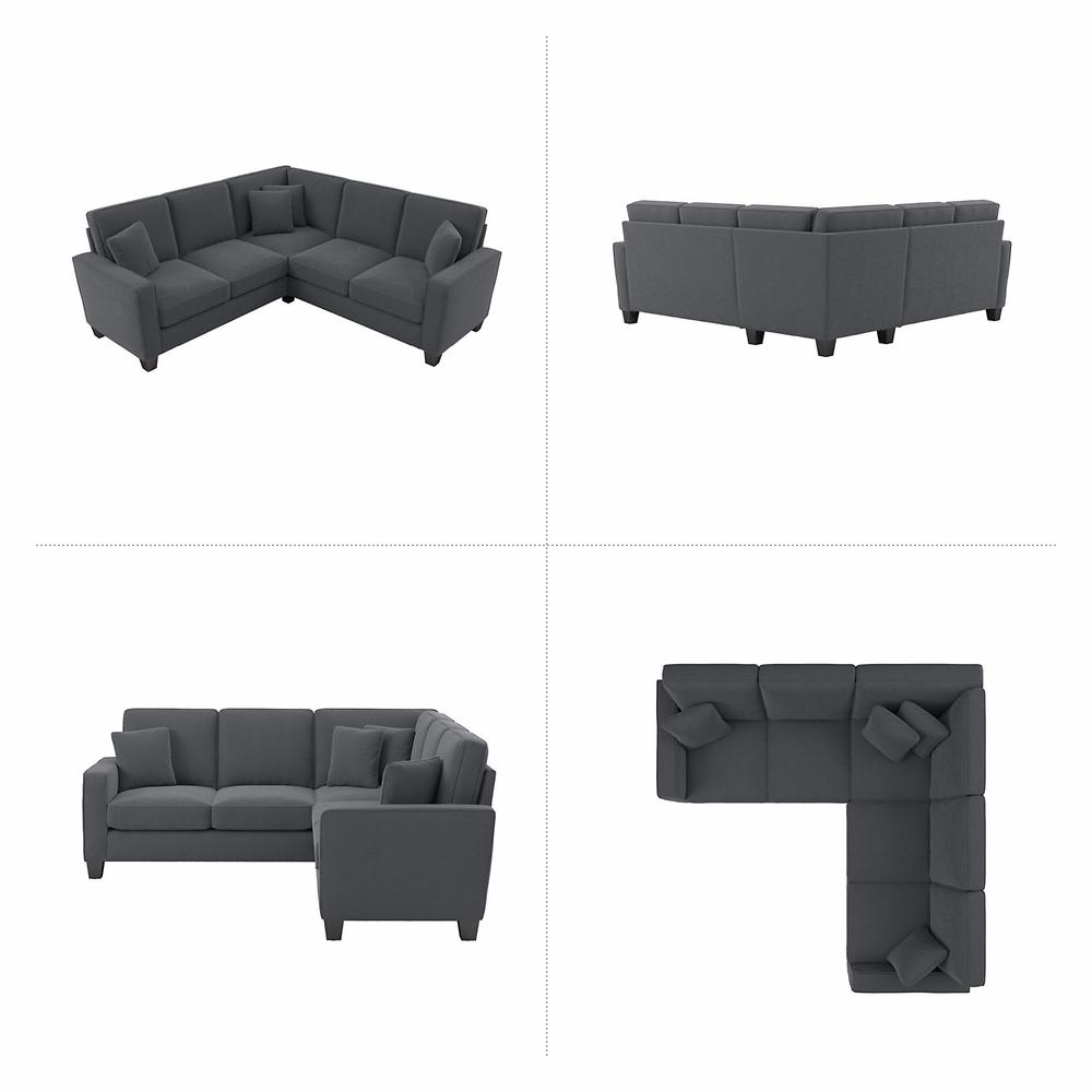 Bush Furniture Stockton 87W L Shaped Sectional Couch in Dark Gray Microsuede Fabric. Picture 3