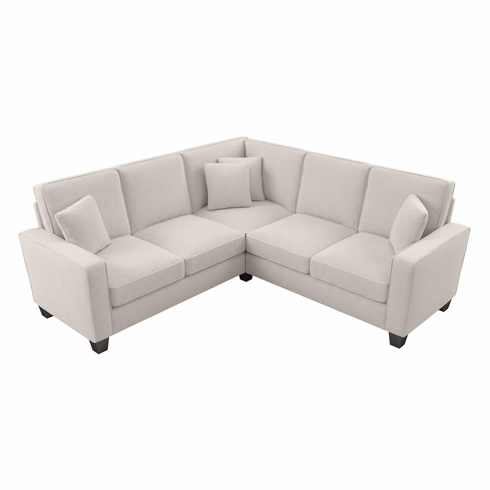 Bush Furniture Stockton 87W L Shaped Sectional Couch in Light Beige Microsuede Fabric. Picture 1