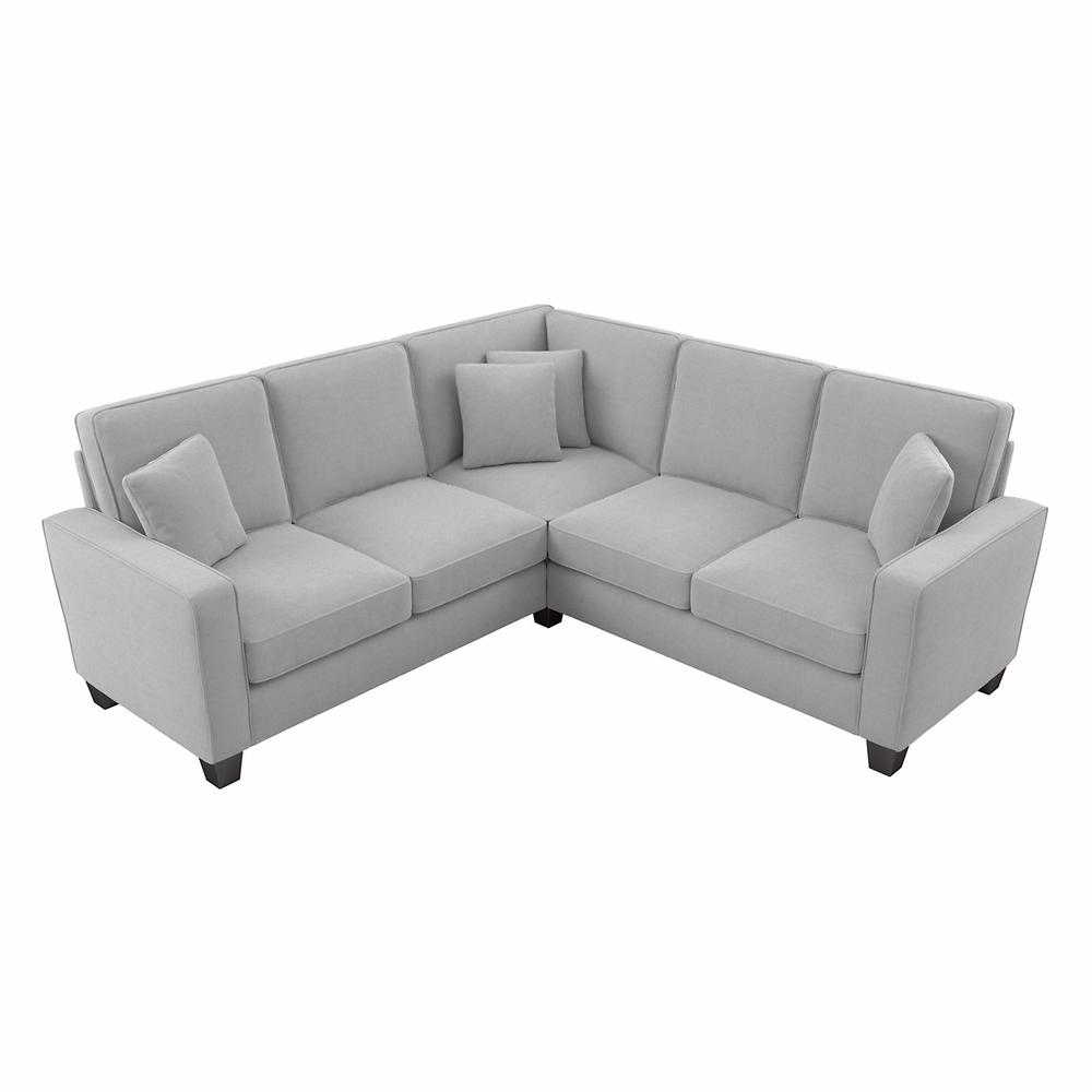 Bush Furniture Stockton 87W L Shaped Sectional Couch in Light Gray Microsuede Fabric. Picture 1