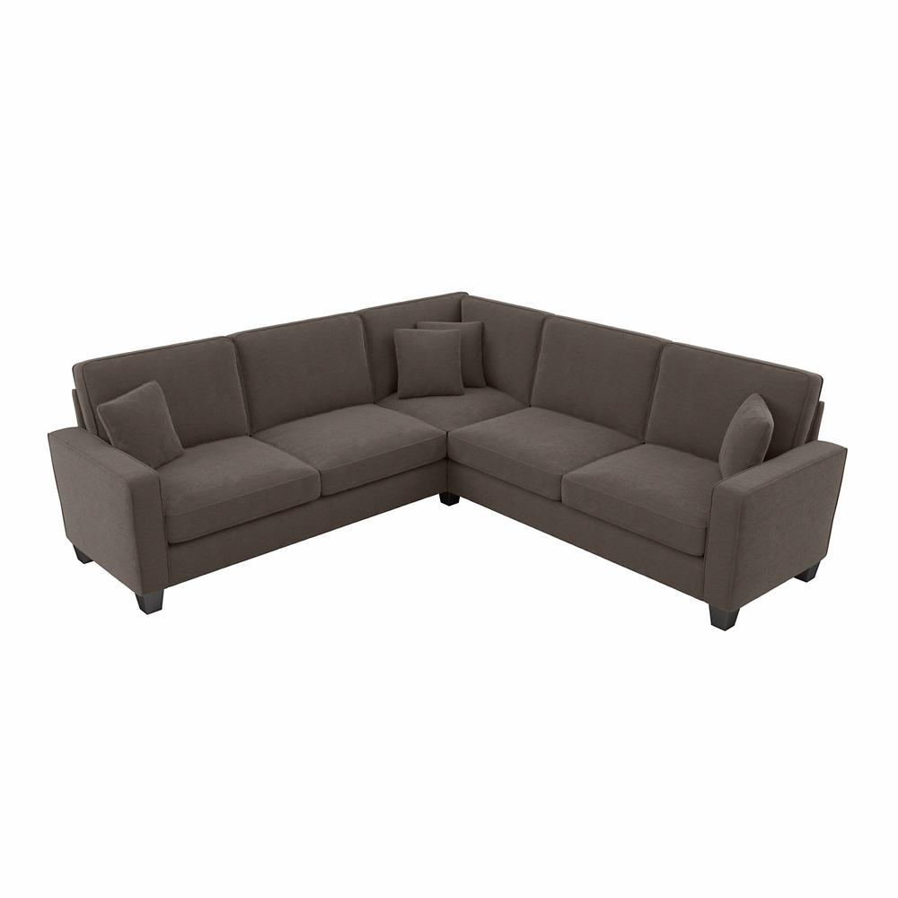Bush Furniture Stockton 99W L Shaped Sectional Couch in Chocolate Brown Microsuede Fabric. Picture 1