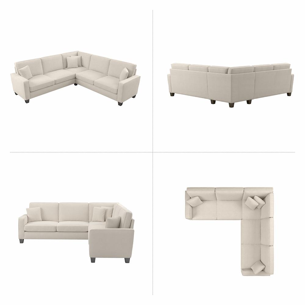 Bush Furniture Stockton 99W L Shaped Sectional Couch - Cream Herringbone Fabric. Picture 2