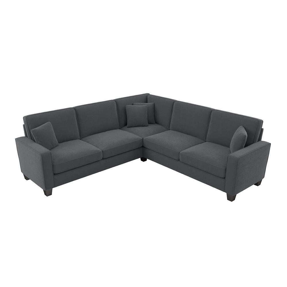 Bush Furniture Stockton 99W L Shaped Sectional Couch in Dark Gray Microsuede Fabric. Picture 1