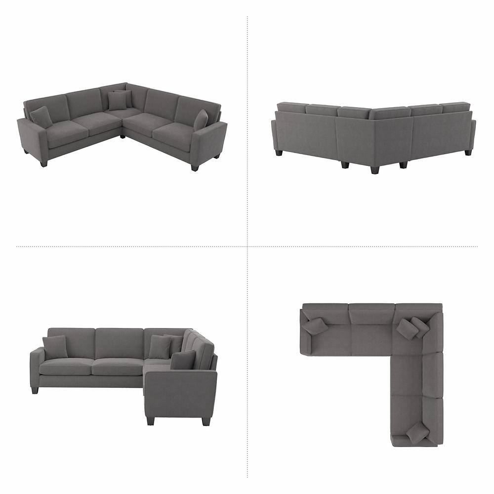 Bush Furniture Stockton 99W L Shaped Sectional Couch - French Gray Herringbone Fabric. Picture 7