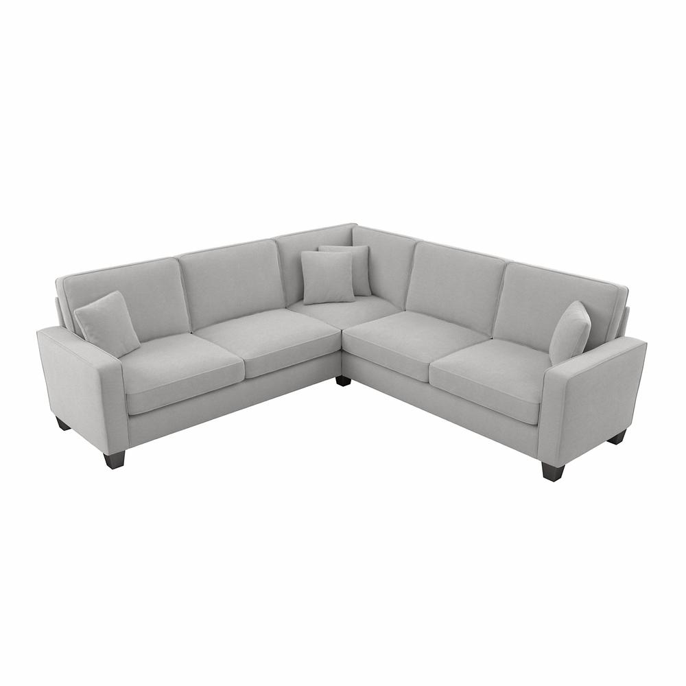 Bush Furniture Stockton 99W L Shaped Sectional Couch in Light Gray Microsuede Fabric. Picture 1