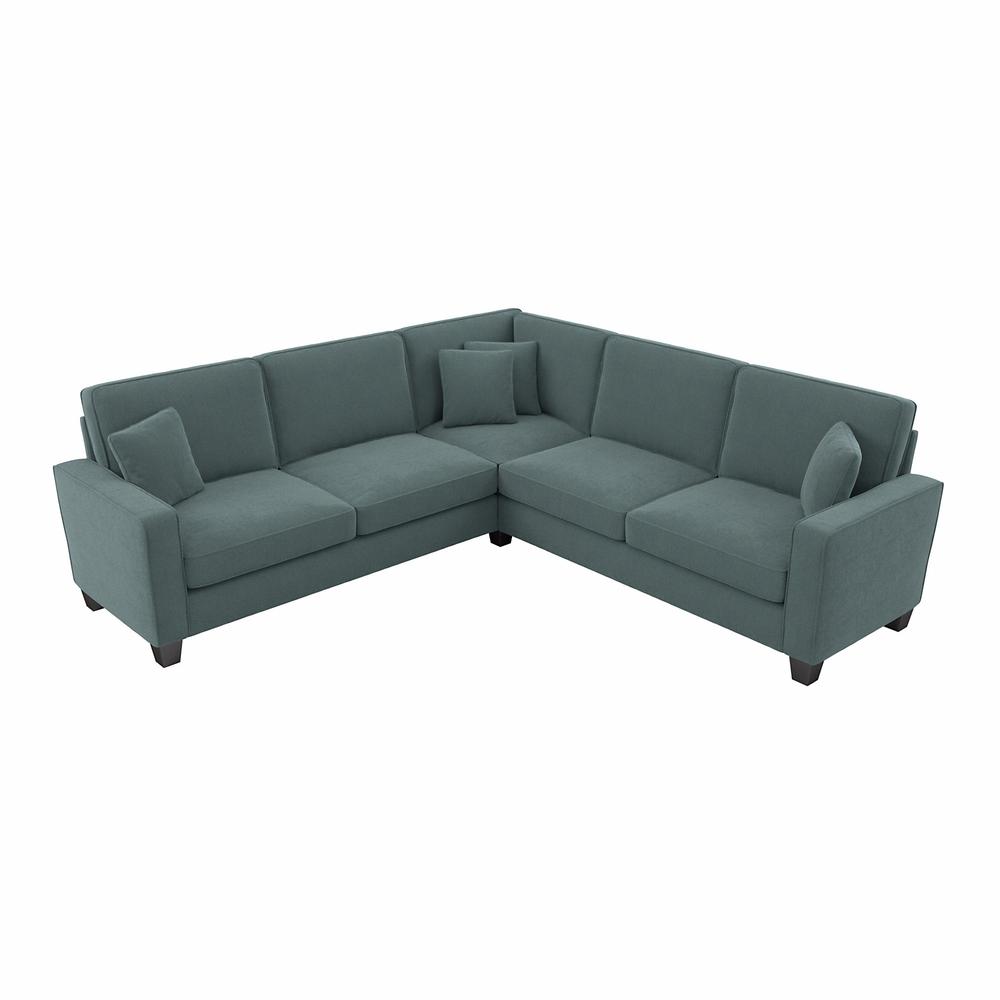 Bush Furniture Stockton 99W L Shaped Sectional Couch - Turkish Blue Herringbone Fabric. Picture 1