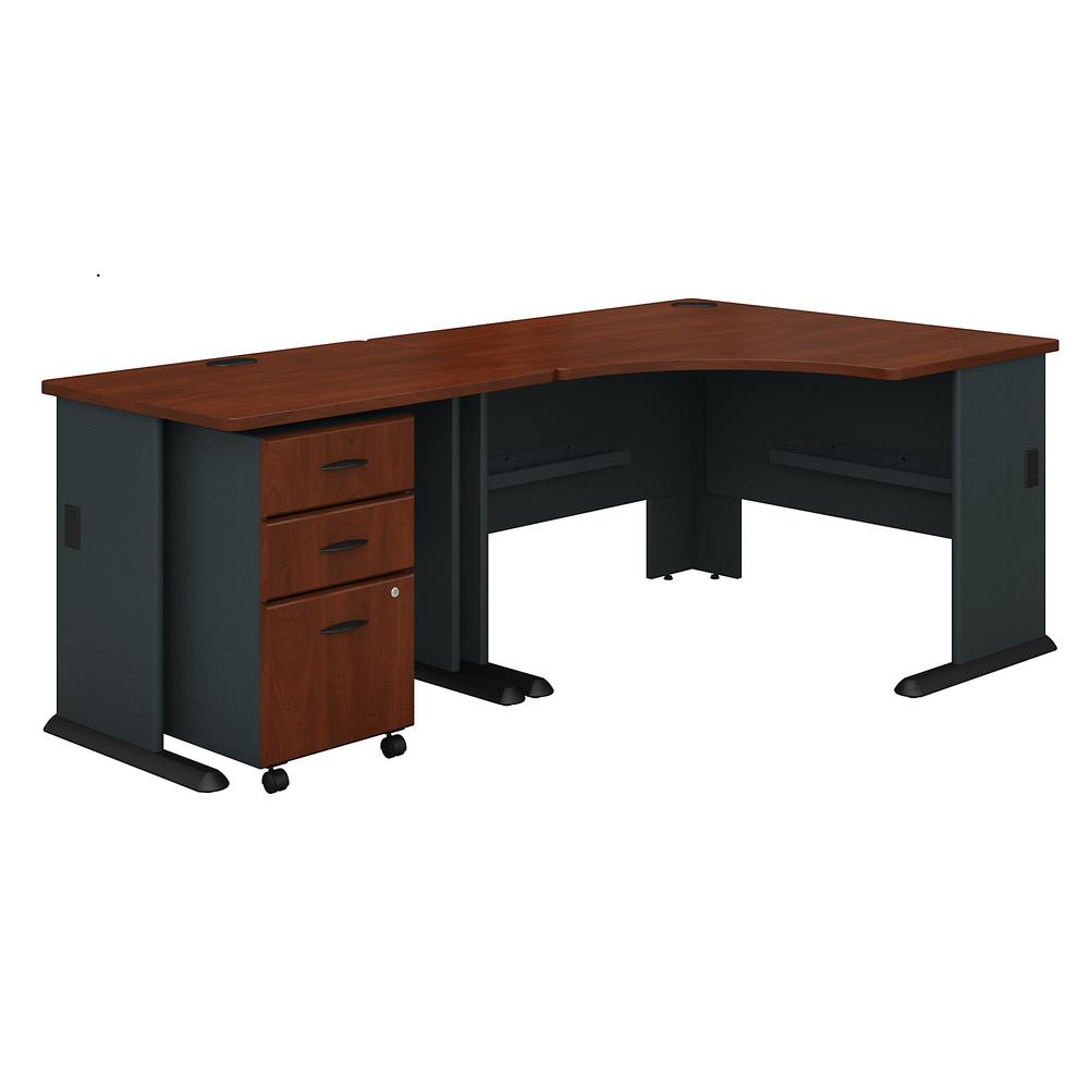 Bush Business Furniture Series A 48W Corner Desk with 36W Return and Mobile File Cabinet, Hansen Cherry. Picture 1