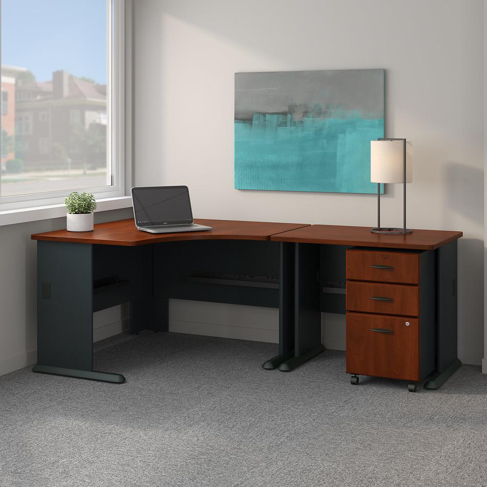 Bush Business Furniture Series A 48W Corner Desk with 36W Return and Mobile File Cabinet, Hansen Cherry. Picture 2