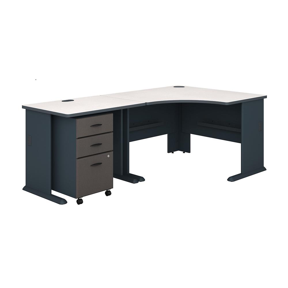 Bush Business Furniture Series A 48W Corner Desk with 36W Return and Mobile File Cabinet, Slate/White Spectrum. Picture 1