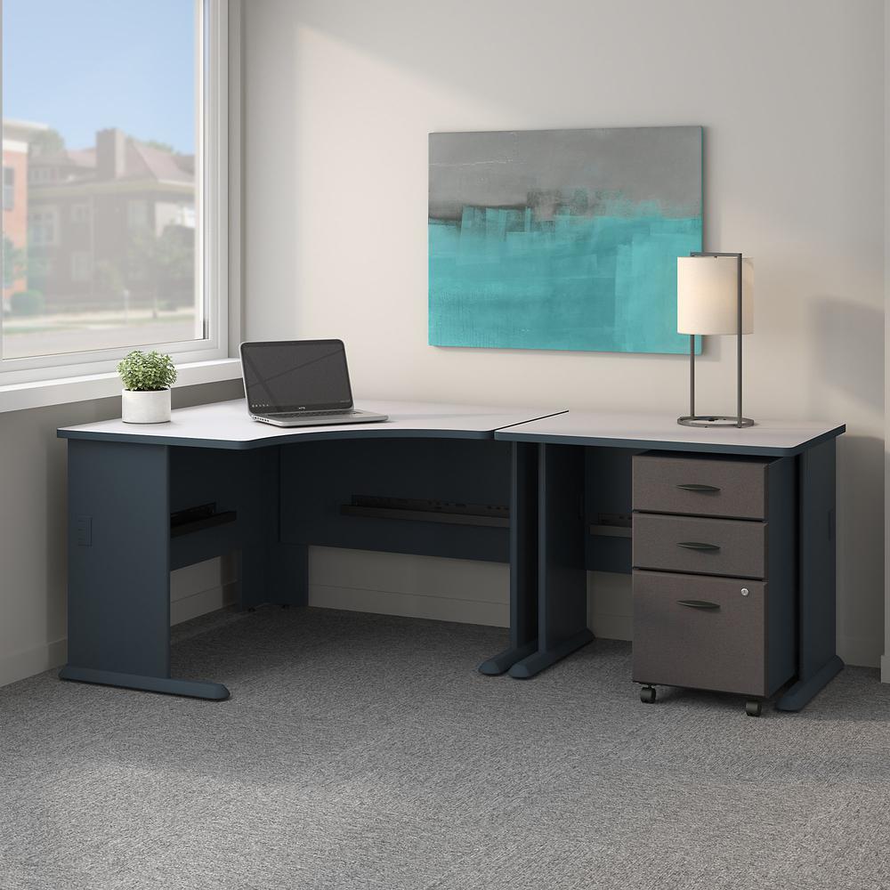 Bush Business Furniture Series A 48W Corner Desk with 36W Return and Mobile File Cabinet, Slate/White Spectrum. Picture 2