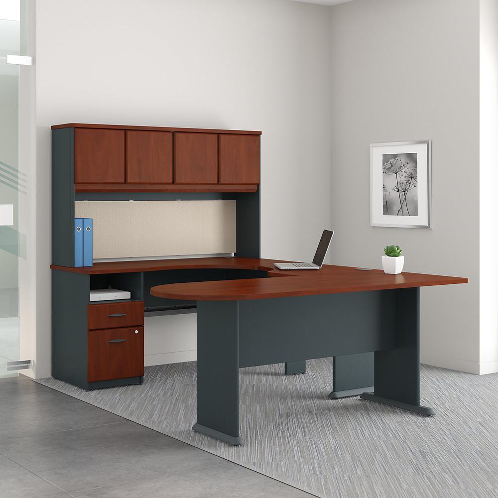 Series A U Shaped Desk with Hutch, Peninsula and Storage