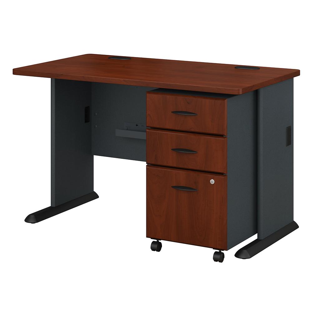 Bush Business Furniture Series A 48W Desk with Mobile File Cabinet, Hansen Cherry/Galaxy. Picture 1