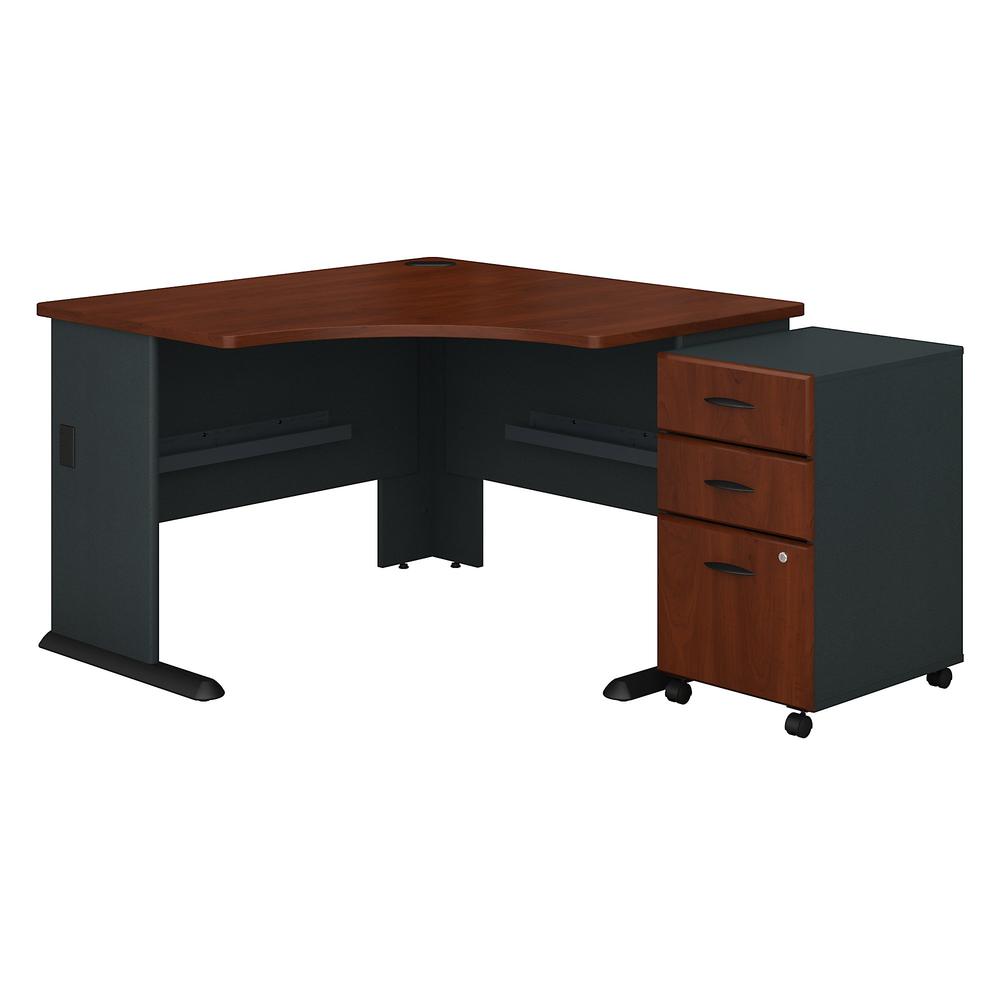 Bush Business Furniture Series A 48W Corner Desk with Mobile File Cabinet, Hansen Cherry/Galaxy. Picture 1