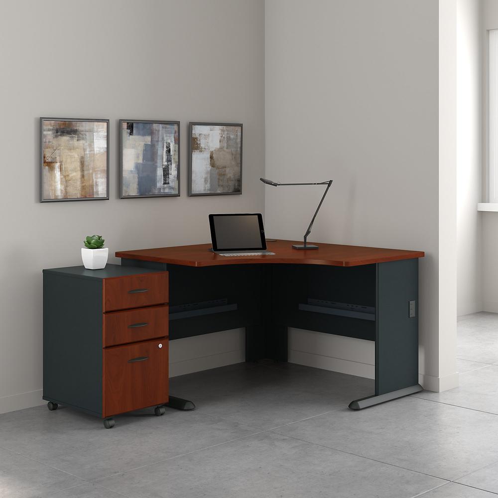 Bush Business Furniture Series A 48W Corner Desk with Mobile File Cabinet, Hansen Cherry/Galaxy. Picture 2