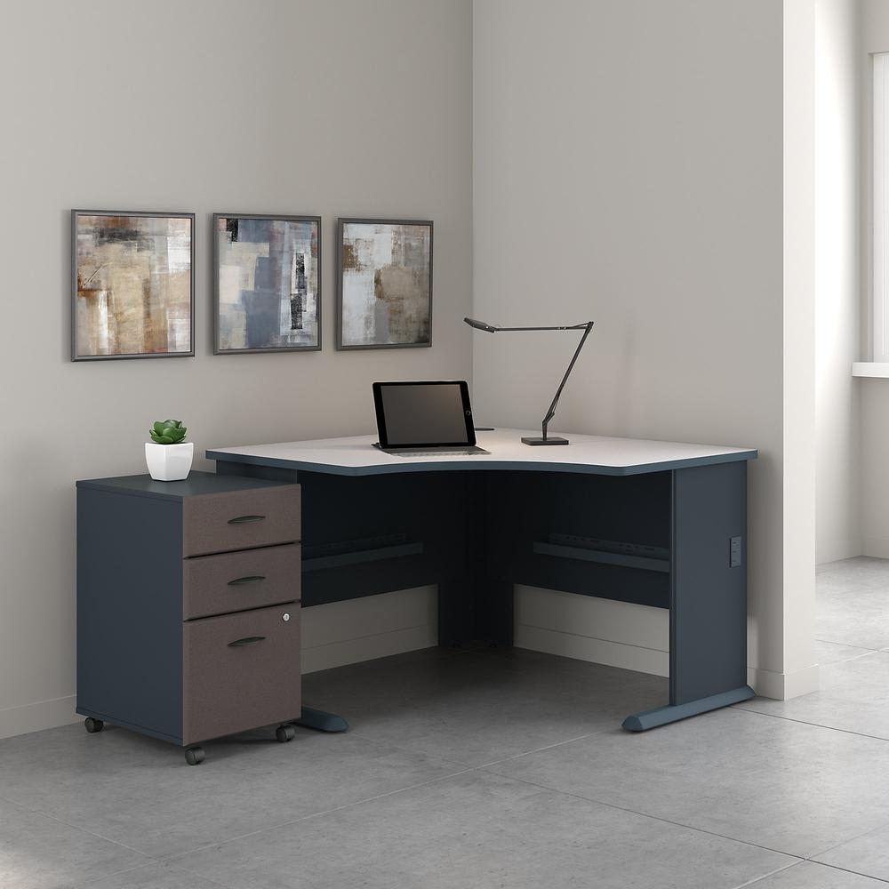 Bush Business Furniture Series A 48W Corner Desk with Mobile File Cabinet, Slate/White Spectrum. Picture 2