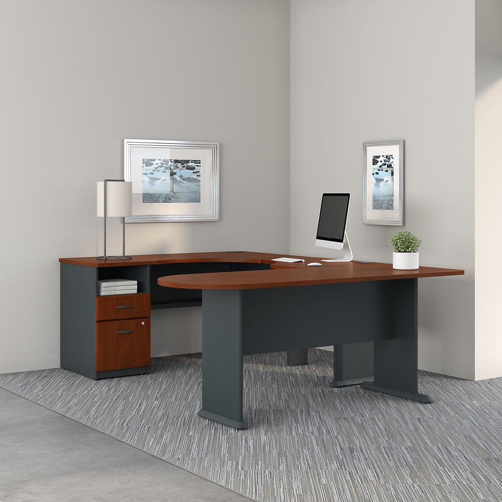 Series A U Shaped Corner Desk with Peninsula and Storage