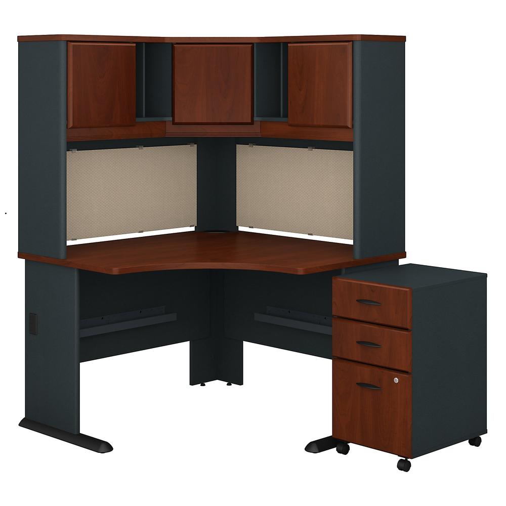 Bush Business Furniture Series A 48W Corner Desk with Hutch and Mobile File Hansen