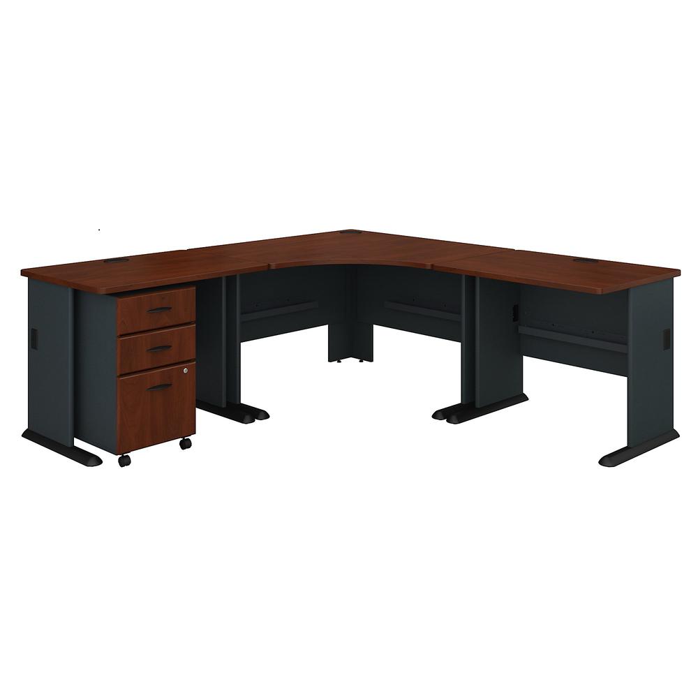 Bush Business Furniture Series A 84W x 84D Corner Desk with Mobile File Cabinet, Hansen Cherry/Galaxy. Picture 1