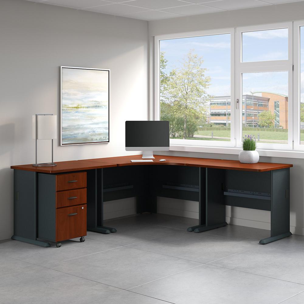 Bush Business Furniture Series A 84W x 84D Corner Desk with Mobile File Cabinet, Hansen Cherry/Galaxy. Picture 2