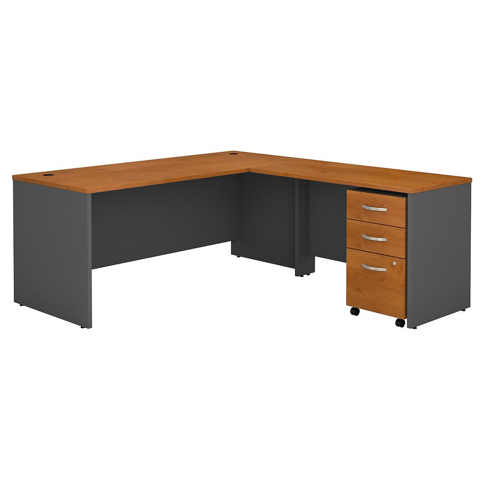 Bush Business Furniture Series C 72W L Shaped Desk with 48W Return and Mobile File Cabinet, Natural Cherry/Graphite Gray. Picture 1