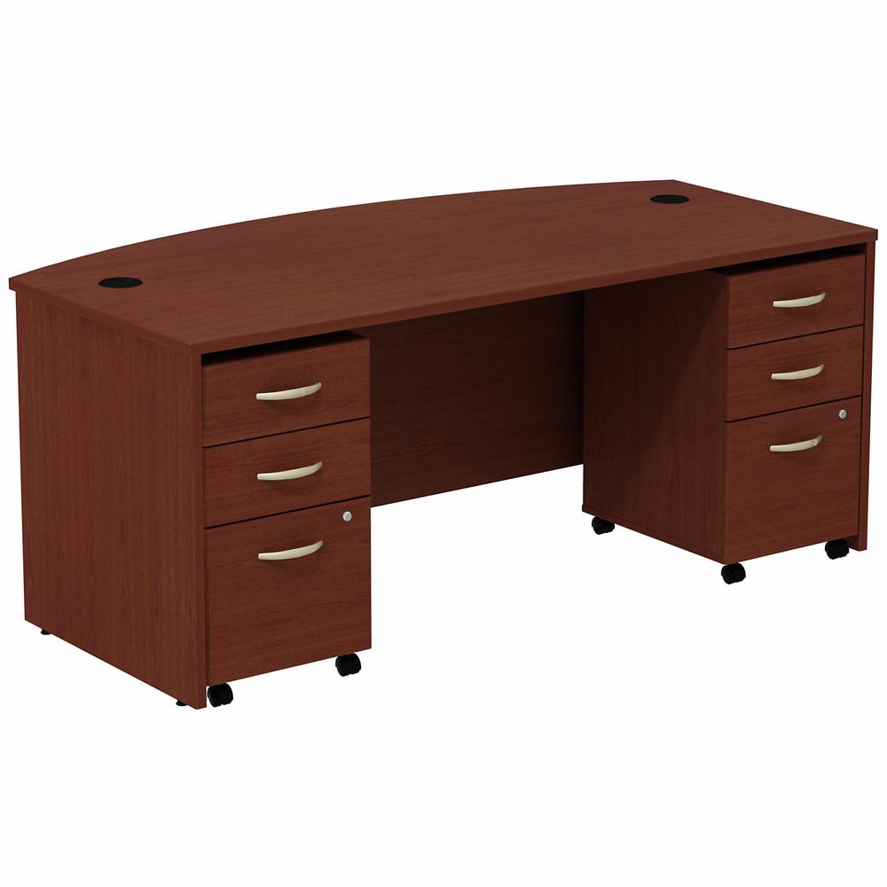 Bush Business Furniture Series C Bow Front Desk with (2) 3 Drawer Mobile Pedestals - Mahogany. The main picture.