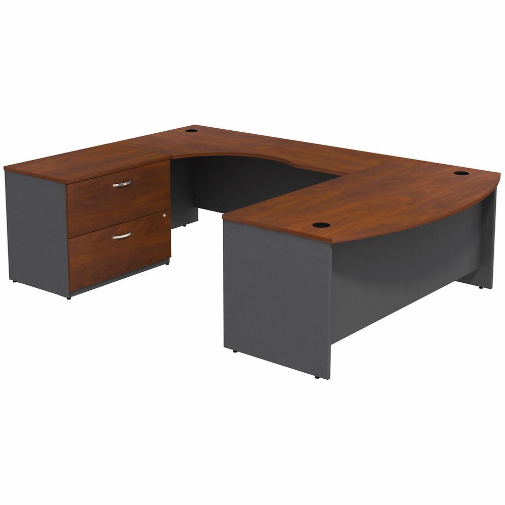 Bush Business Furniture Series C Bow Front Left Handed U Shaped Desk with 2 Drawer Lateral File Cabinet - Hansen Cherry/Graphite Gray. Picture 1