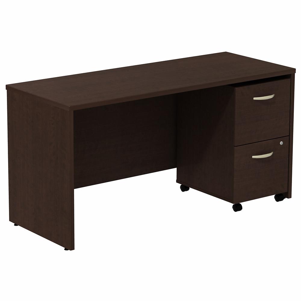 Bush Business Furniture Series C Desk Credenza with 2 Drawer Mobile Pedestal in Mocha Cherry. Picture 1